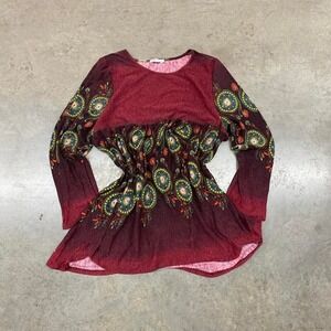 Vintage Roxy's Rascals‎ Long Sleeve Top Women's Size 3XL Burgundy Green